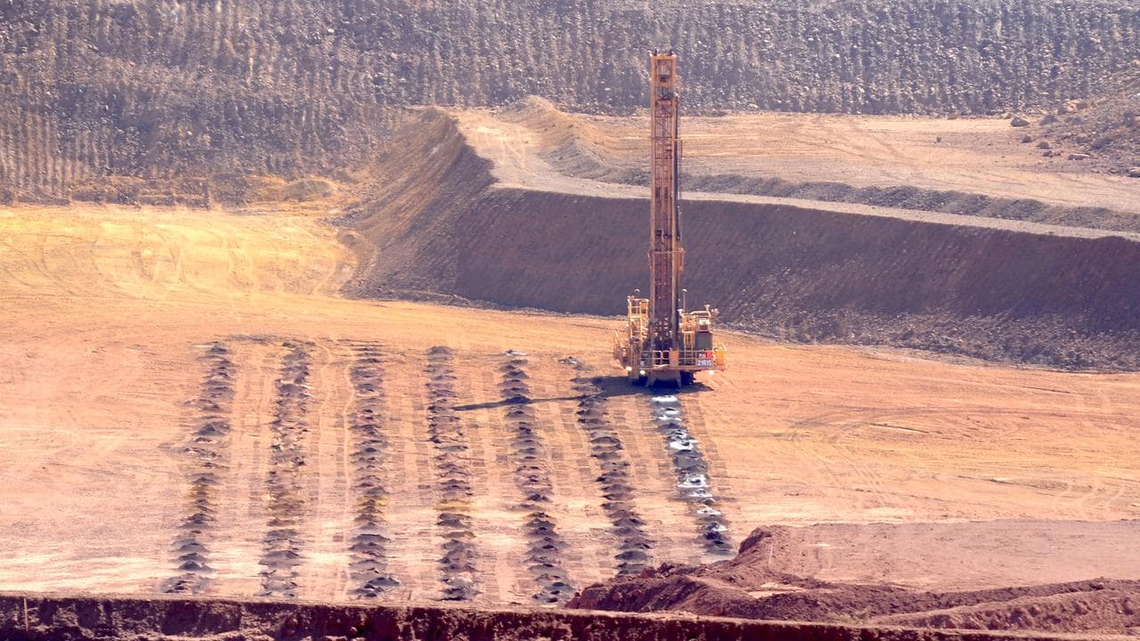 A drilling rig at an iron ore mine in Western Australia