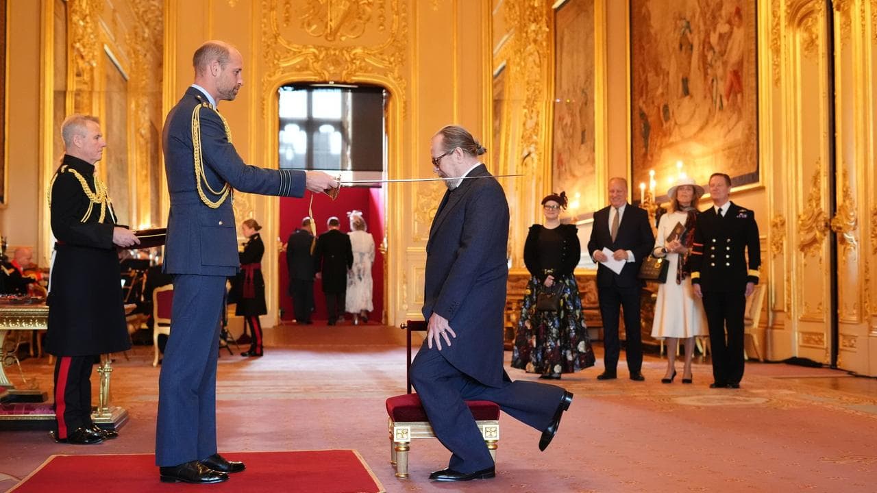 Actor Gary Oldman made a Knight Bachelor by Britain's Prince William