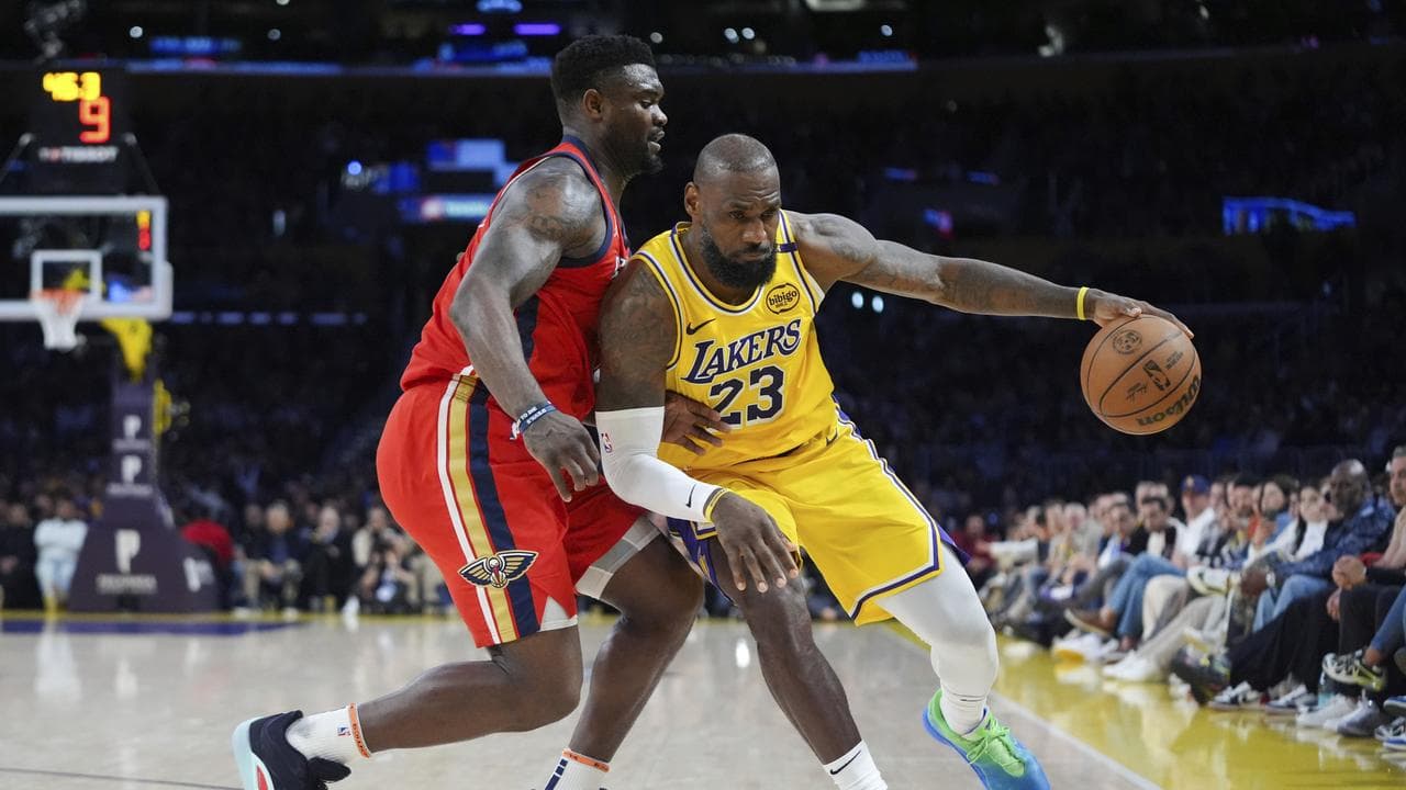 Zion Williams, pictured battling LeBron James.