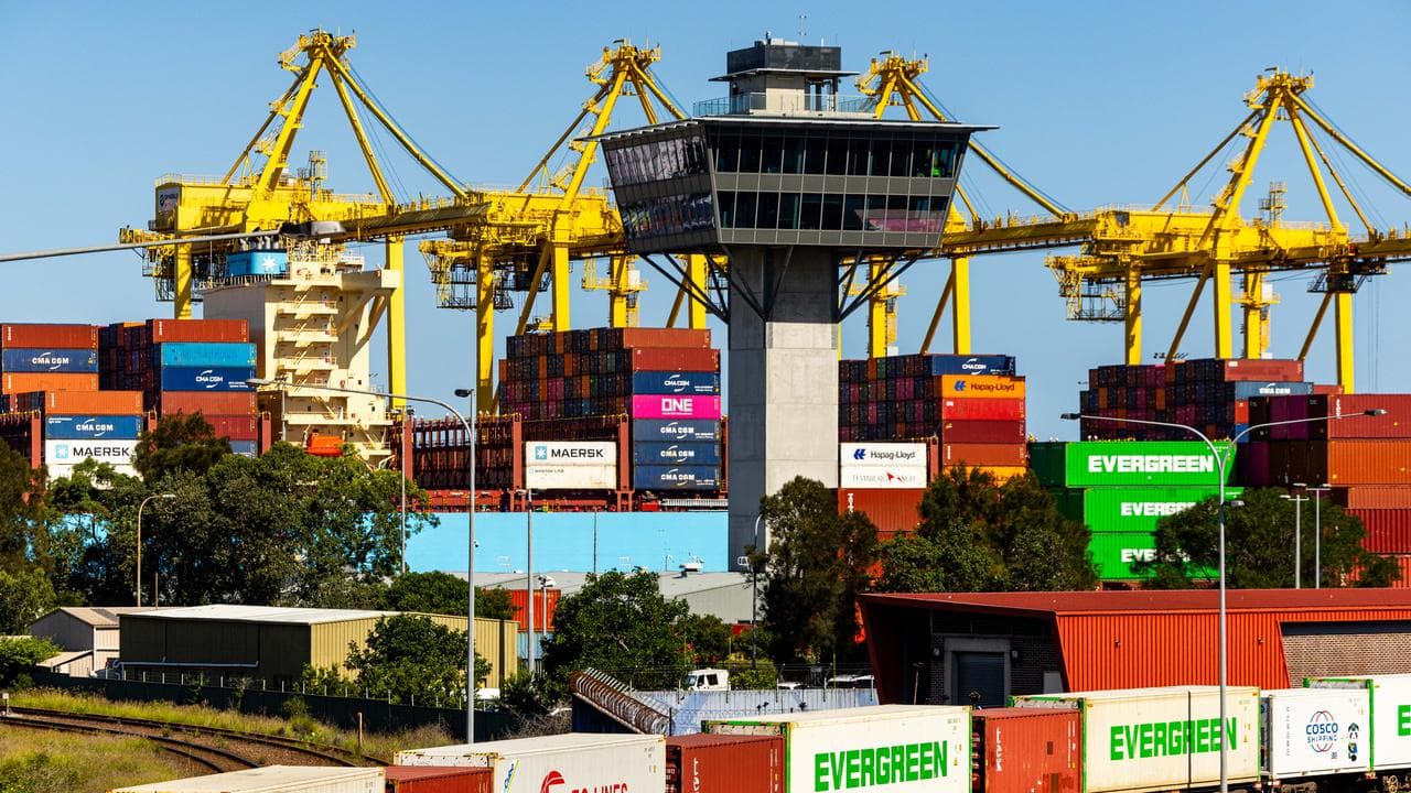 Shipping containers and a freight train (file image)