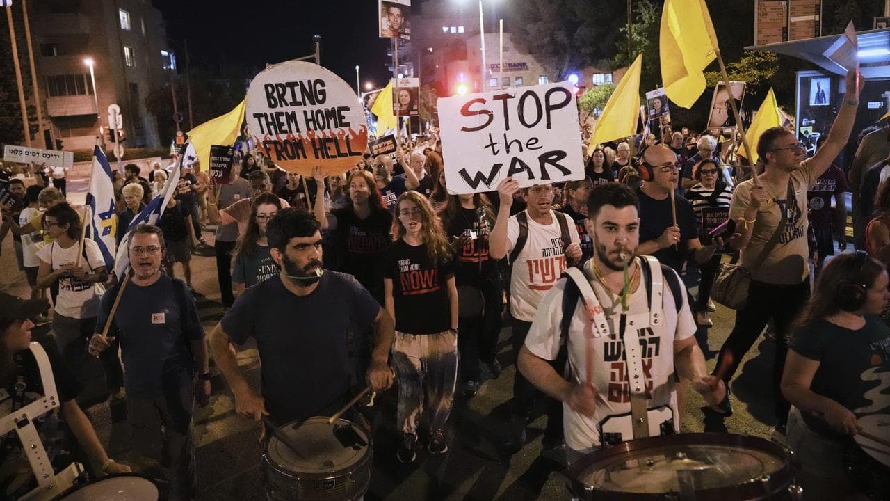 Relatives and supporters of Israeli hostages held in the Gaza Strip