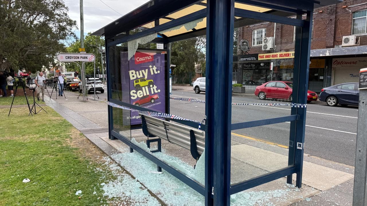 A bus shelter was blown out during the shooting in Croydon Park.