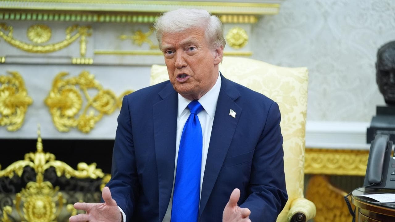 US President Donald Trump speaks in the Oval Office