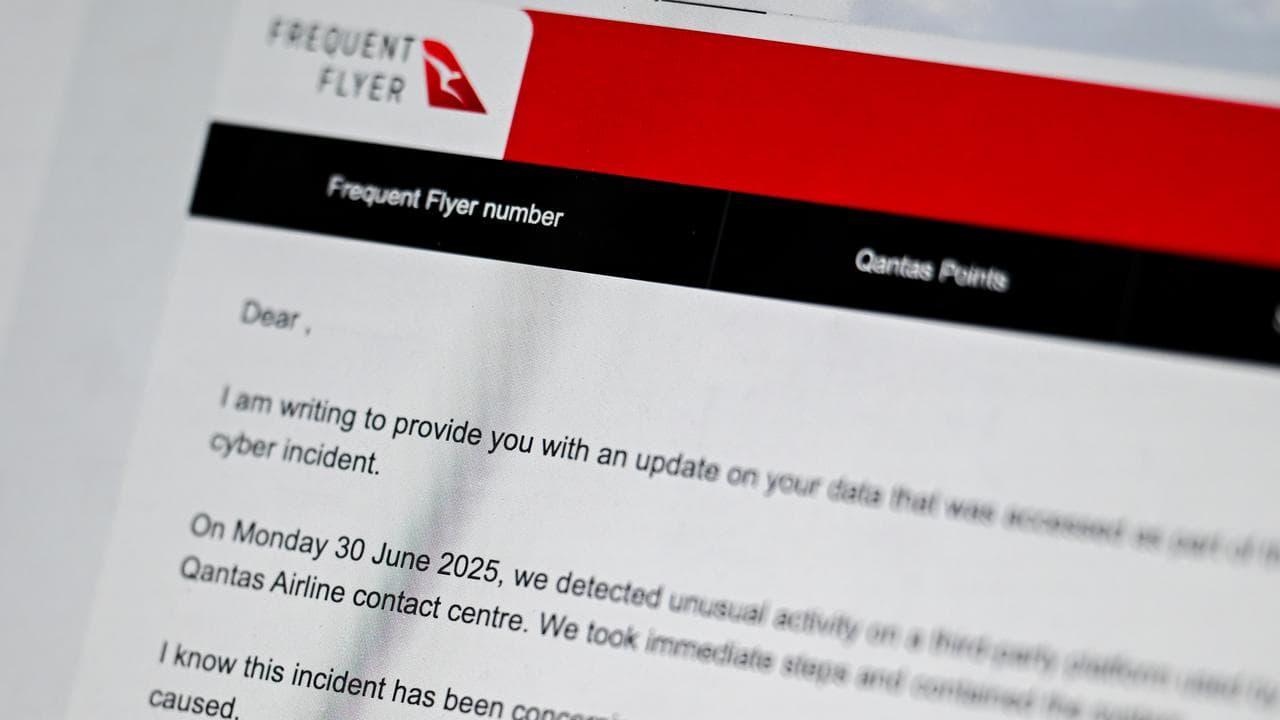 An email from Qantas detailing a data breach