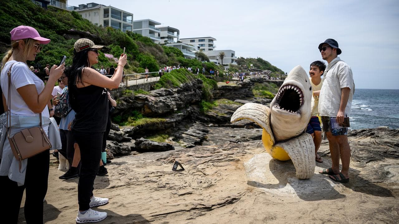 People pose with a sculpture (file image)