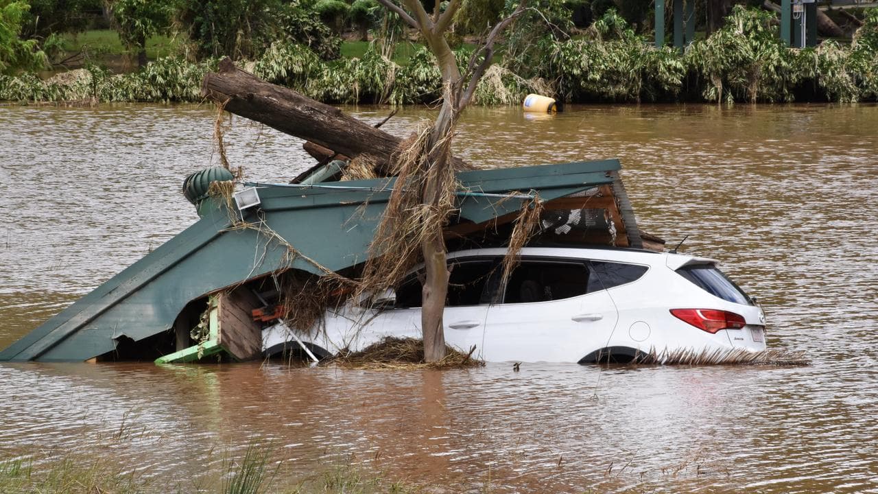 Flood wreckage in the town of Eugowra