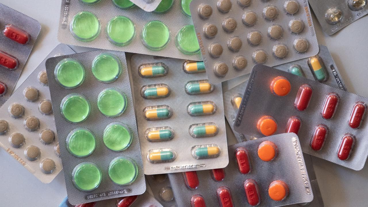 Packets of medicine tablets