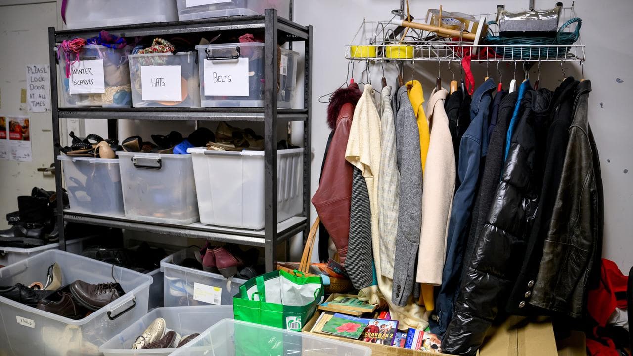 Donations are seen at Newtown Red Cross in Sydney