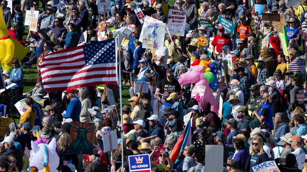"No Kings" protest at America the Beautiful Park in Colorado Springs