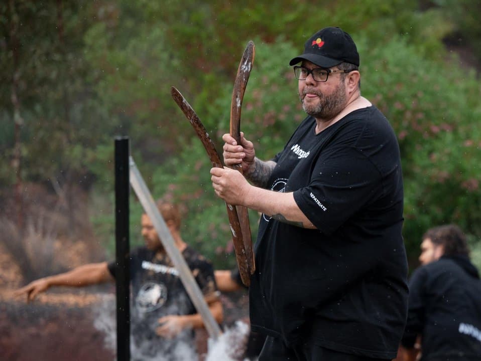 Allan Sumner during a ceremony to mark the reburial of ancestors