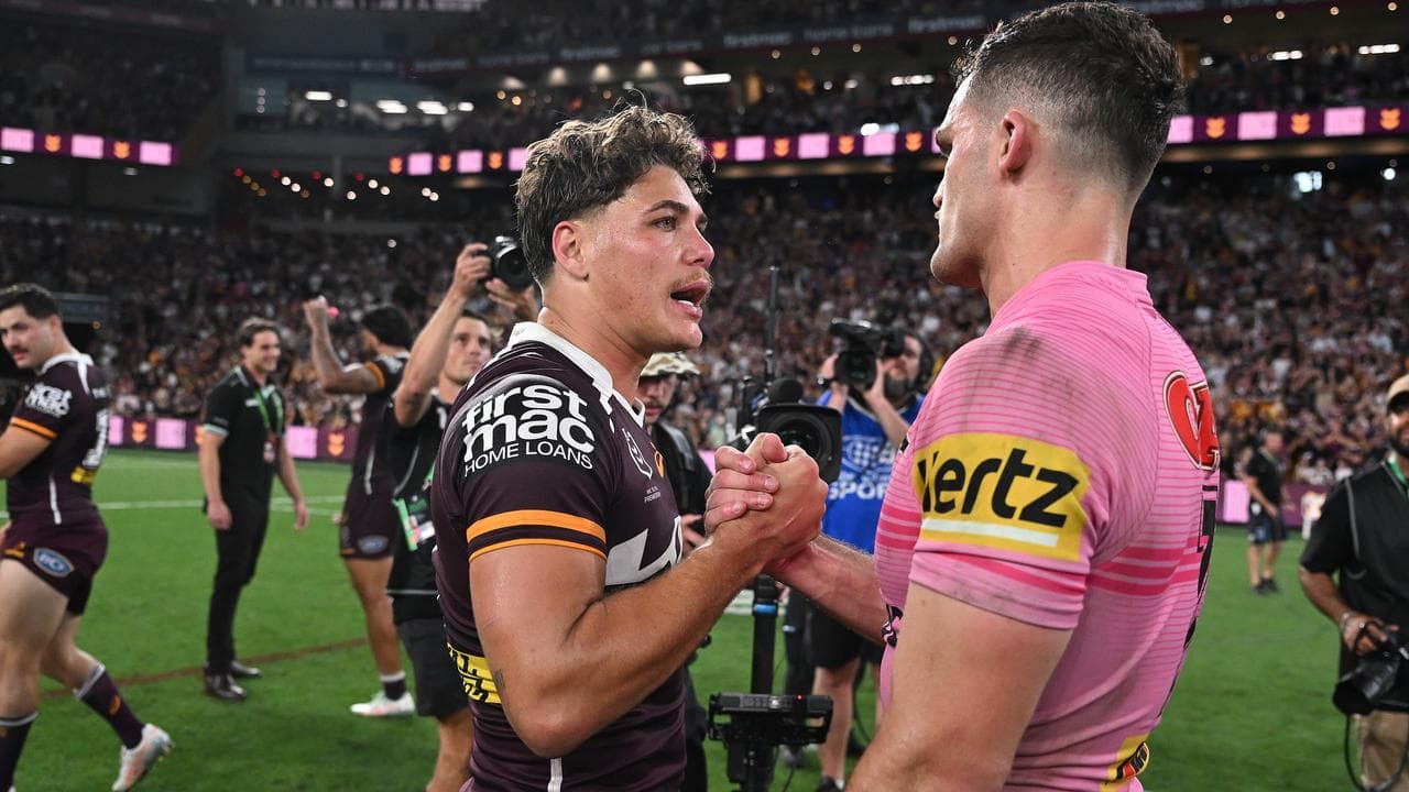 (L-R) Reece Walsh and Nathan Cleary.