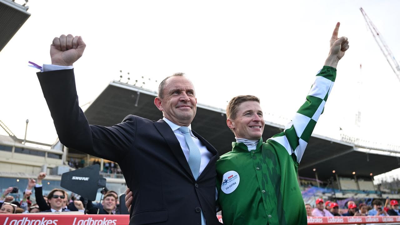 Trainer Chris Waller and jockey James McDonald
