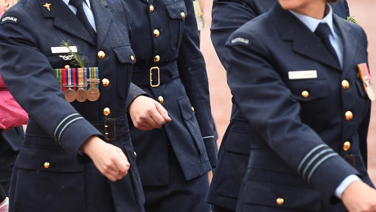 Female members of the RAAF march on Anzac Day (file)