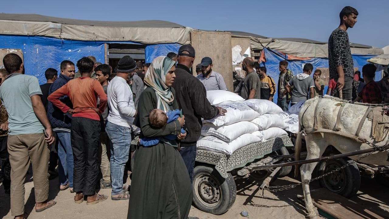 UNRWA agency hands out bags of flour