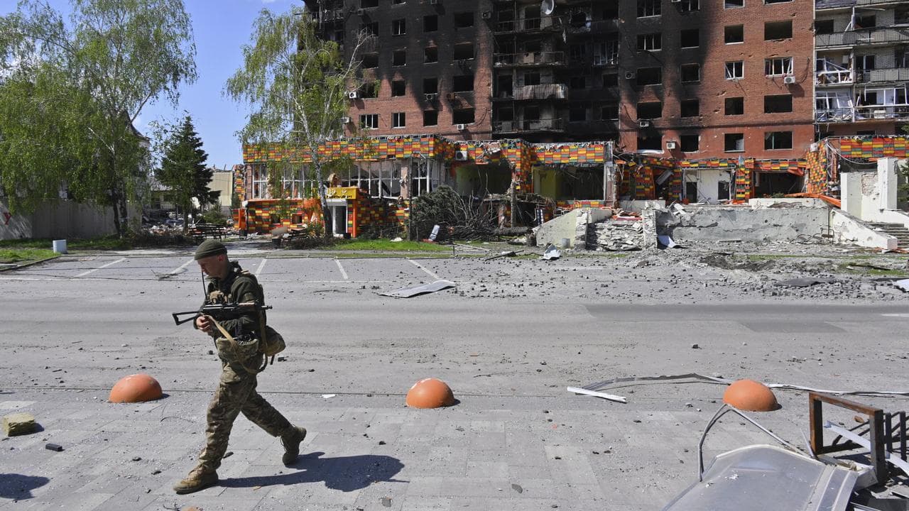 A file photo of a Ukrainian soldier in Pokrovsk