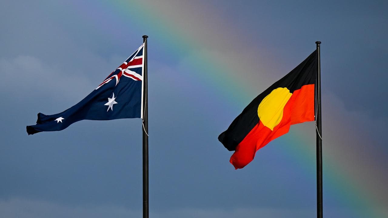 The Australian flag and the Indigenous flag in Canberra