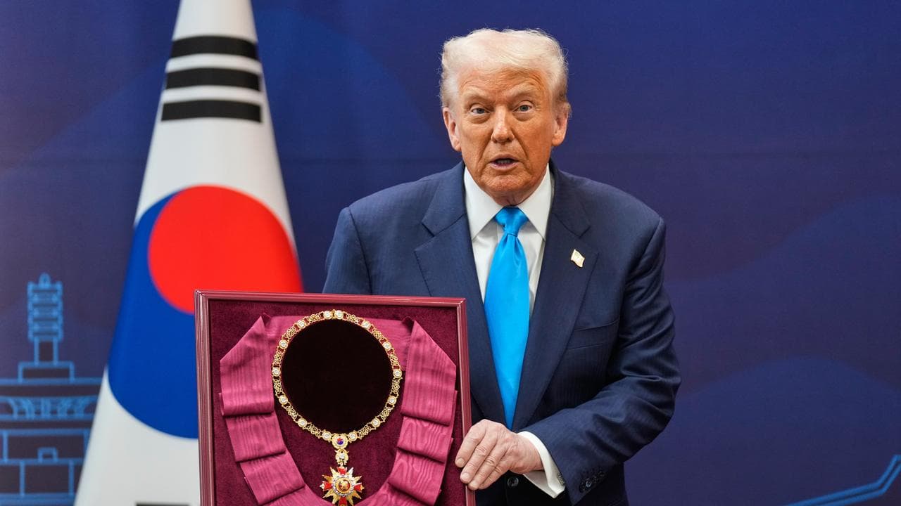 US President Donald Trump receives the Grand Order of Mugunghwa