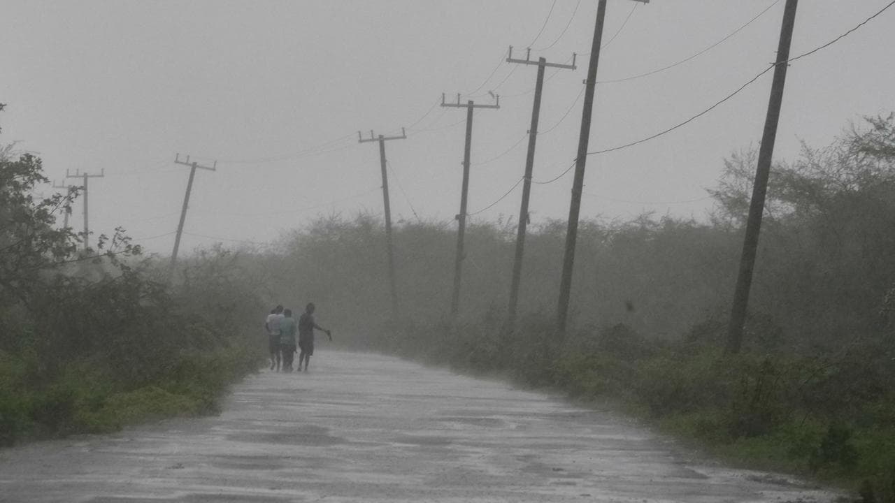 Road during the passing of Hurricane Melissa in Rocky Point, Jamaica