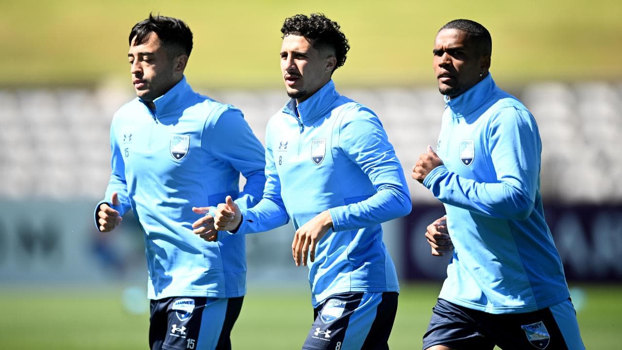 (L-R) Leo Sena, Anas Ouahim and Douglas Costa.