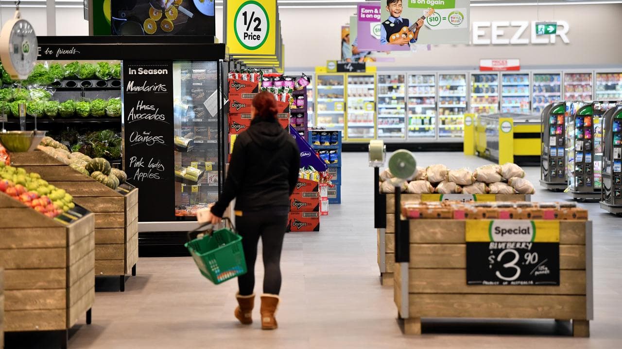 Shopper at a Woolworths store in Sydney