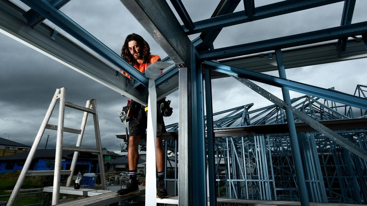 Roofer Troy Phillips working on a new home on the Gold Coast