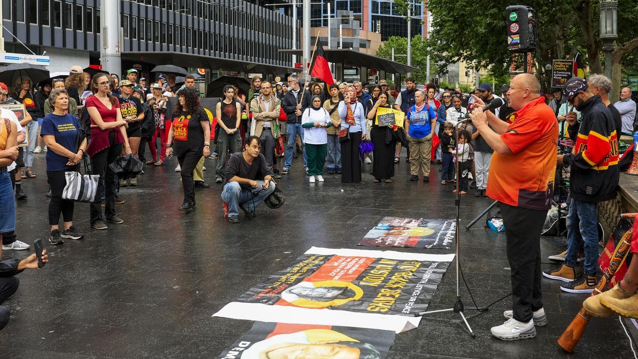 Black Deaths in Custody protest at Town Hall in Sydney