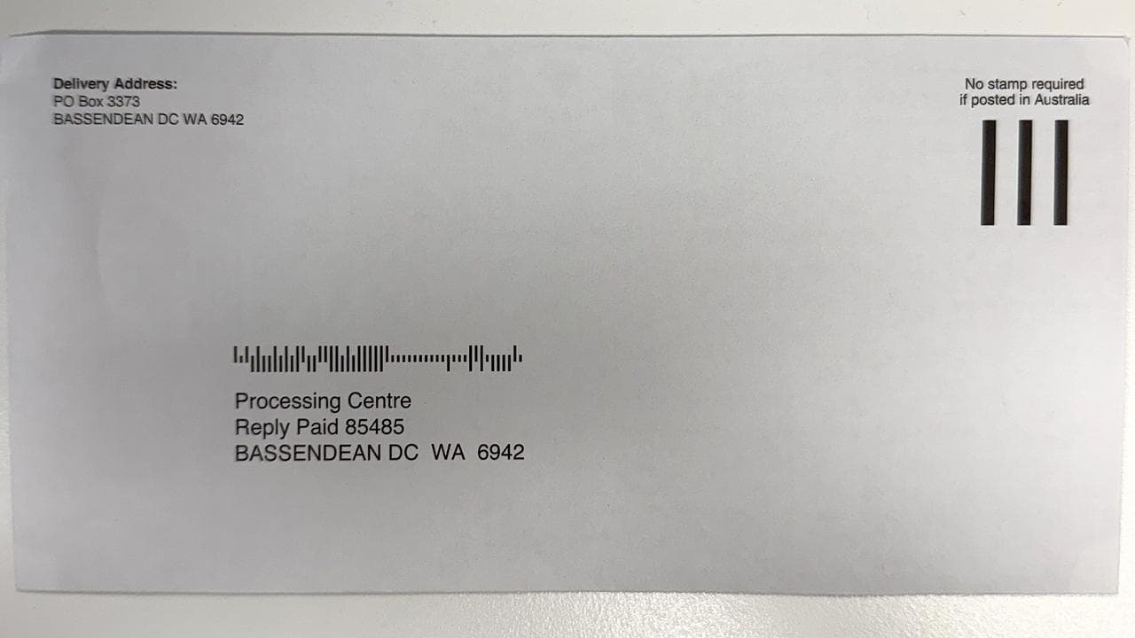 An envelope designed to look like an official application form