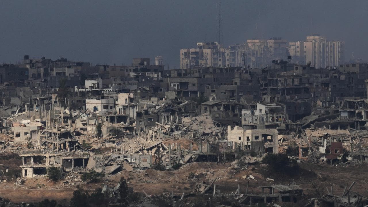 Buildings destroyed during Israeli operations stand in the Gaza Strip