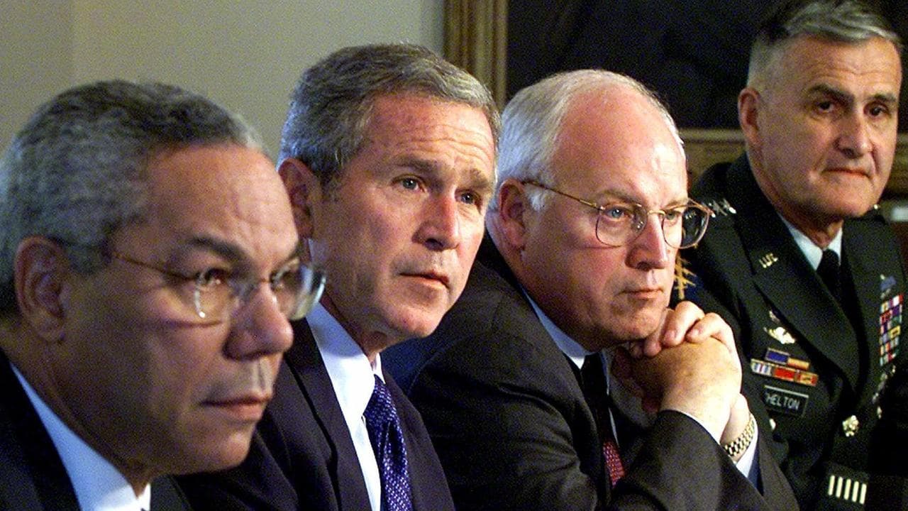 Colin Powell, George W Bush, Dick Cheney and Henry Shelton