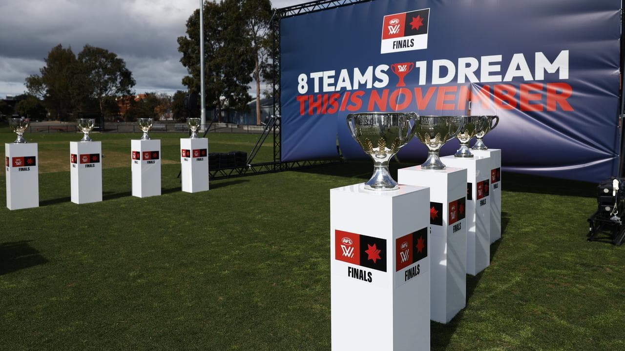Trophies at AFLW finals series launch.