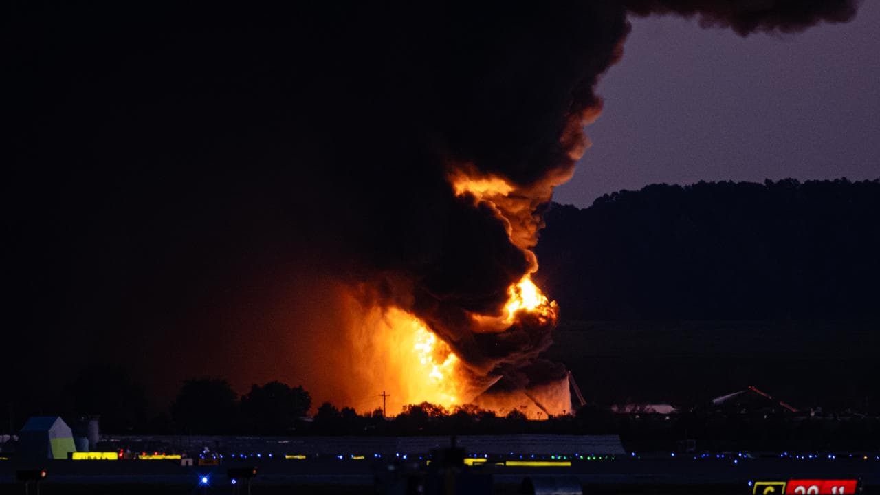 A fireball at Louisville International Airport