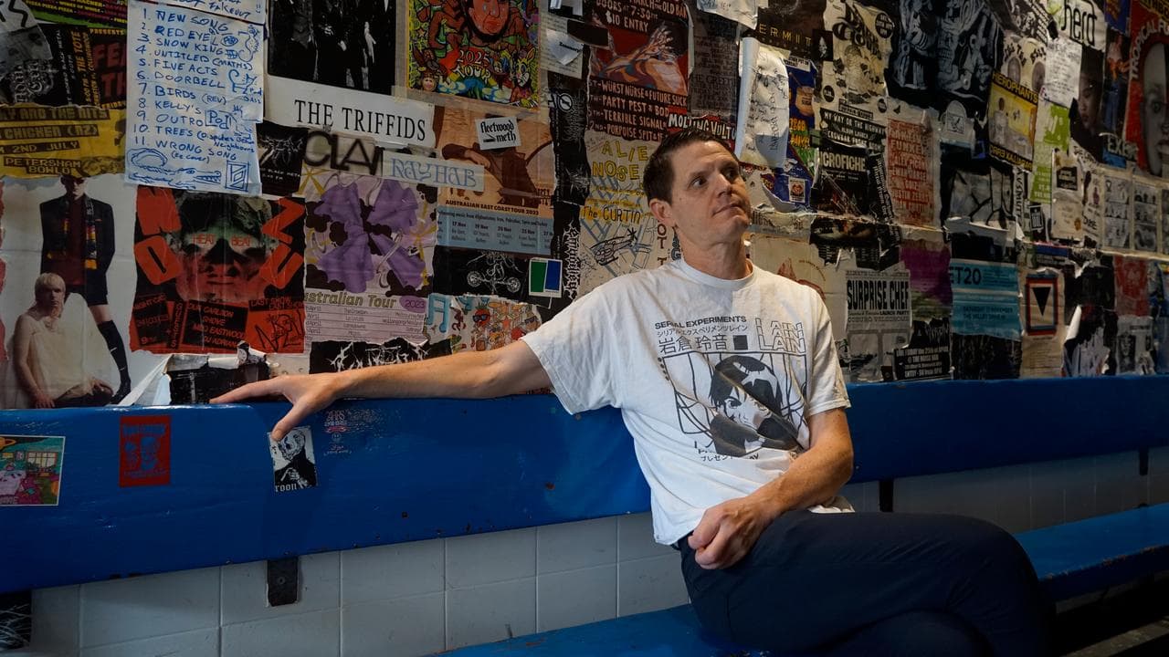 Jim Flanagan poses for a photo at Lazy Thinking in Dulwich Hill