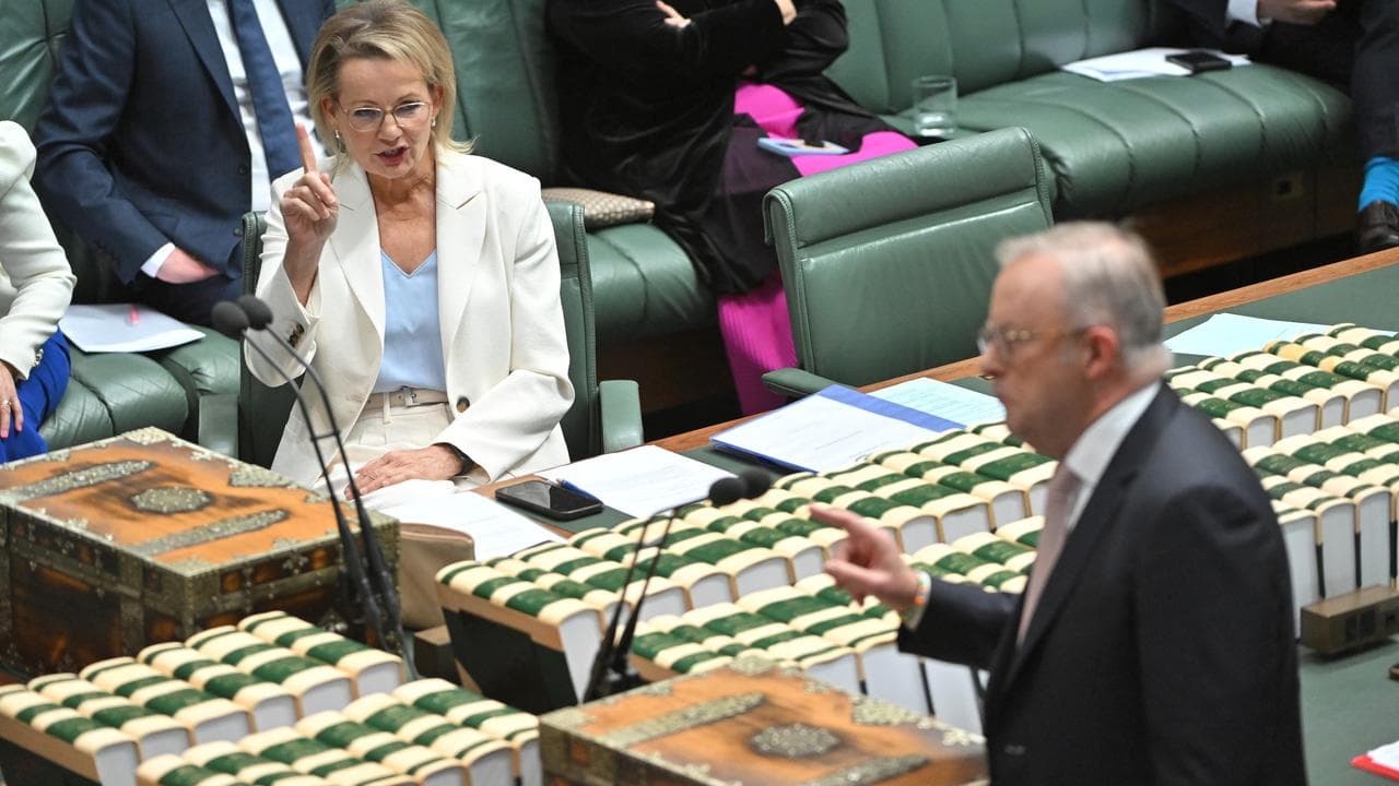 Sussan Ley and Anthony Albanese in Question Time