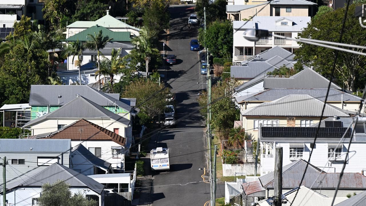 Homes are seen in the suburb of Kelvin Grove in Brisbane