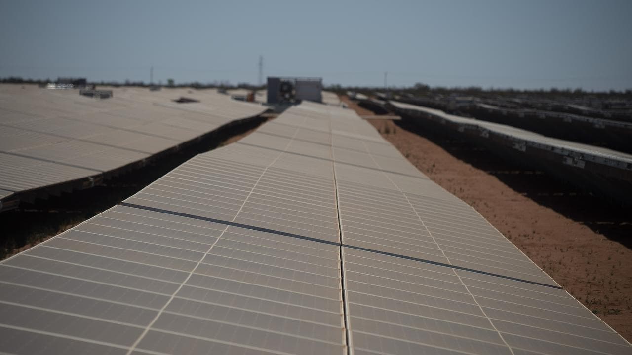 Panels at the solar and battery project in Port Hedland, WA
