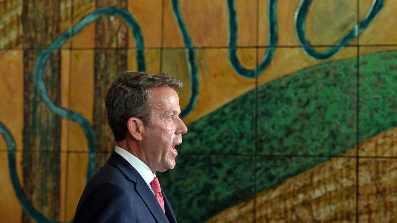 Opposition energy spokesman Dan Tehan speaks to reporters