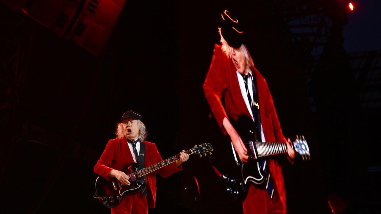 Angus Young during a performance by AC/DC at the MCG