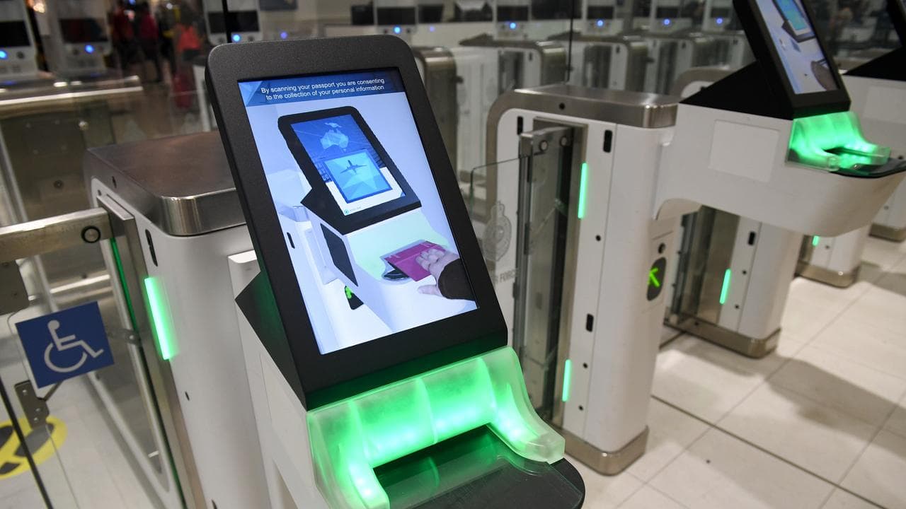 An airport passport scanner.