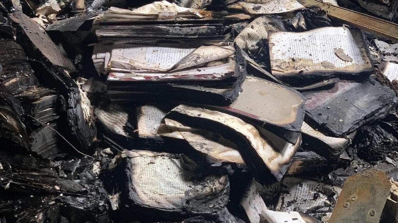 Burned books and papers (file image)