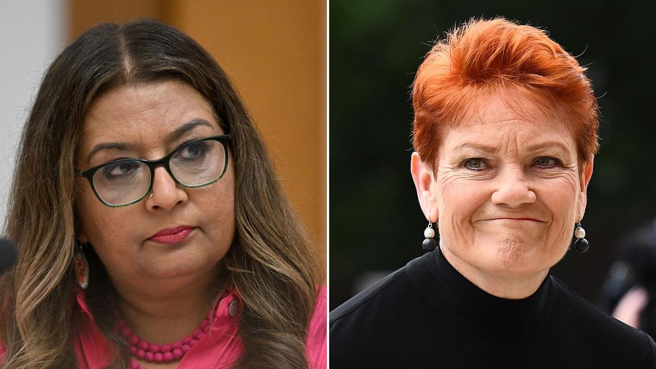 Senators Mehreen Faruqi and Pauline Hanson (file)