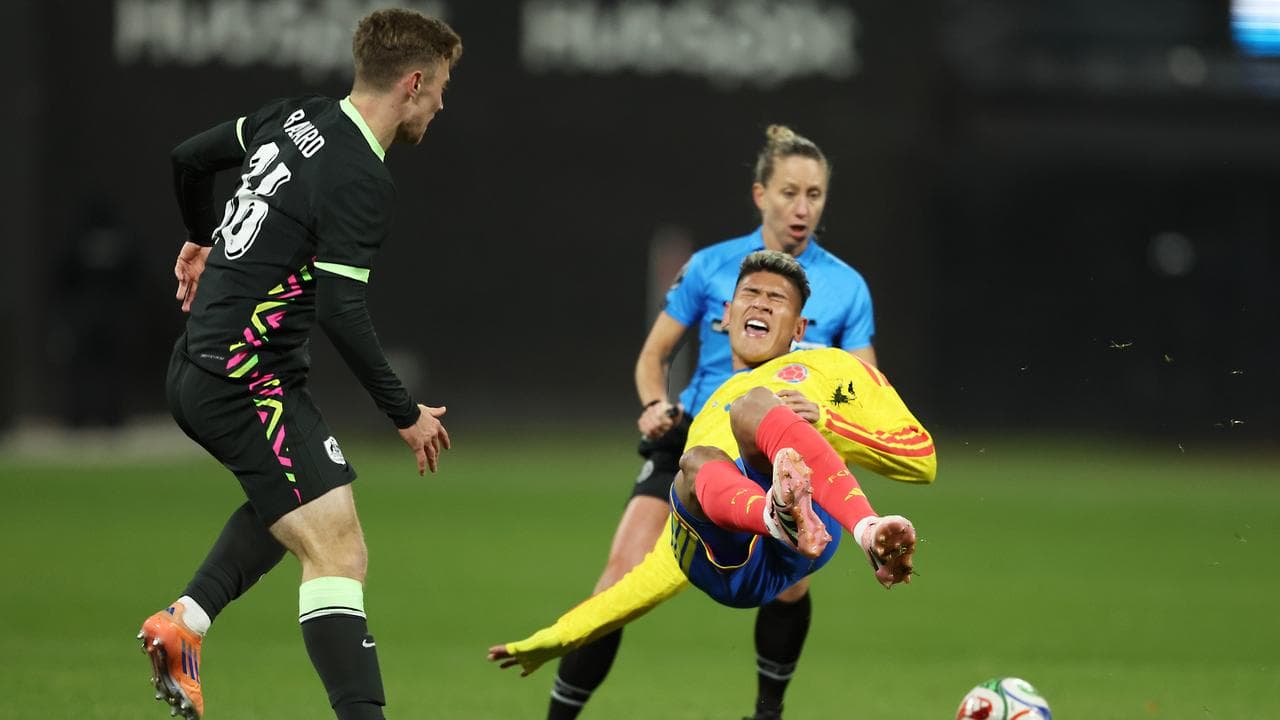 Colombia's Jorge Carrascal reacts