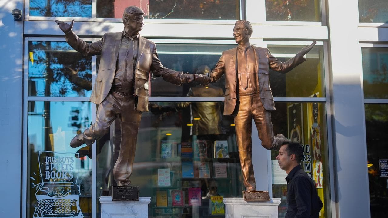 Protest art representing President Donald Trump and Jeffrey Epstein