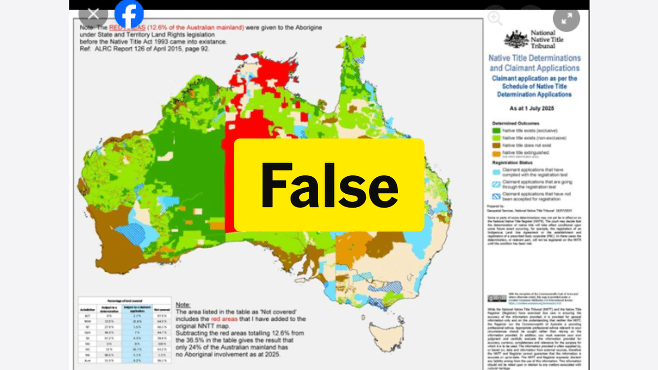 A map of Indigenous land in Australia featuring false footnotes.