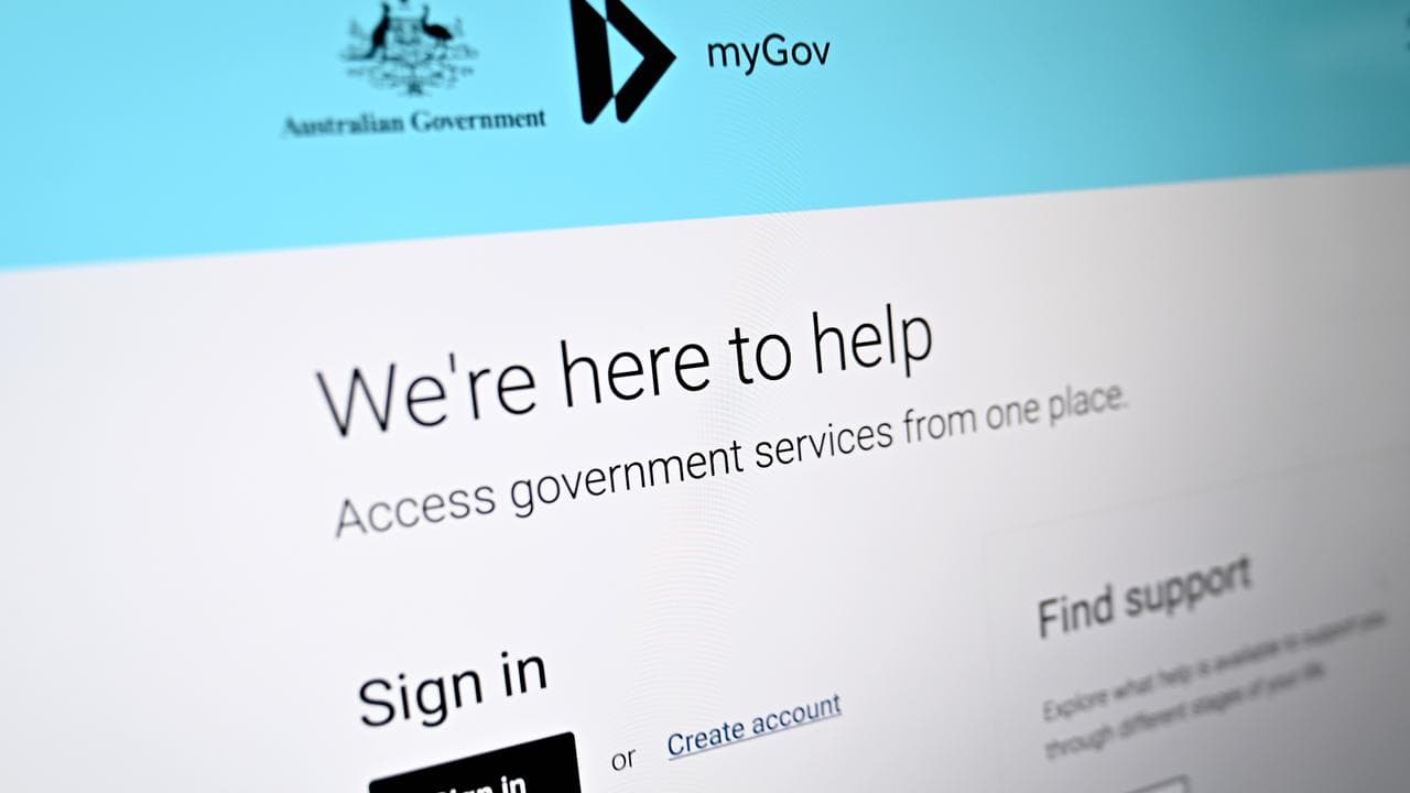 A generic view of the myGov website