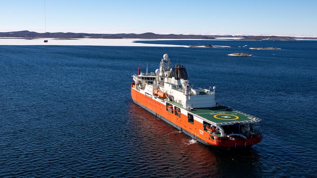 Scientific ship RSV Nuyina at Heard Island (file image)