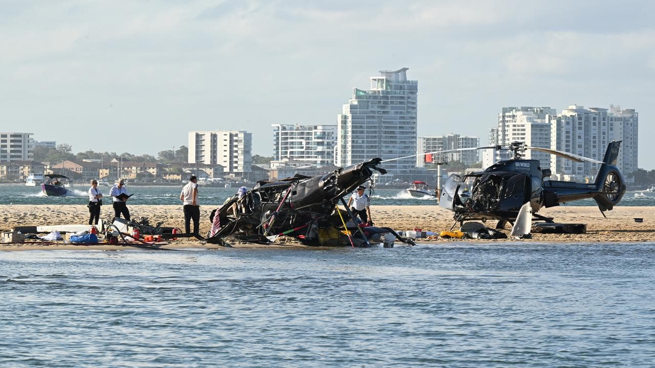 The wreckage of two helicopters (file image)