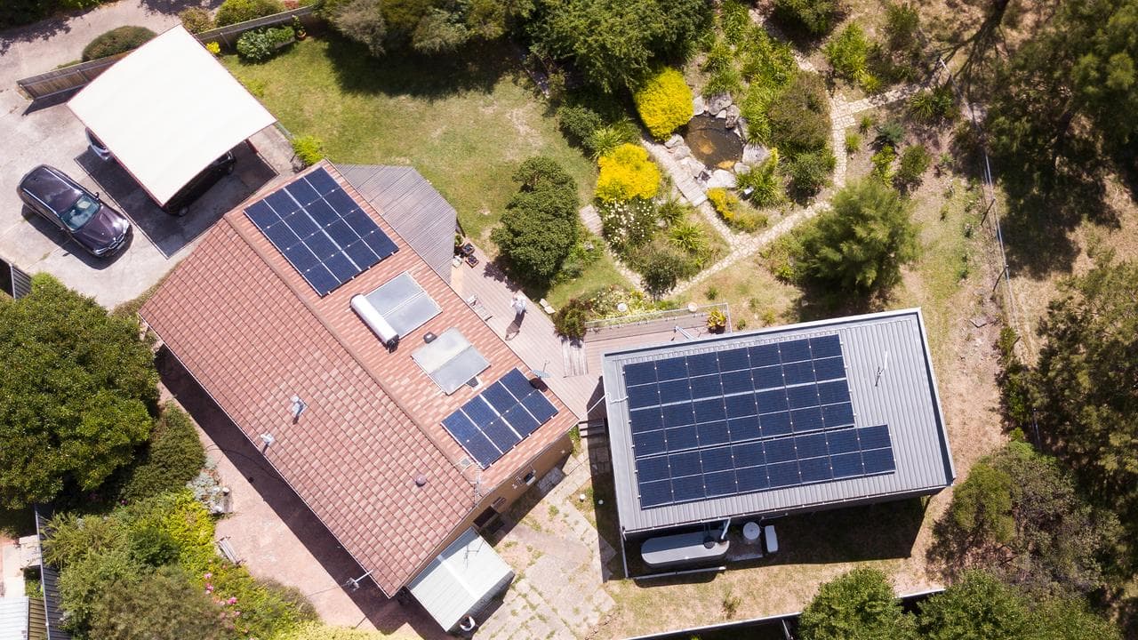 A drone picture shows a residential rooftop solar unit (file image)
