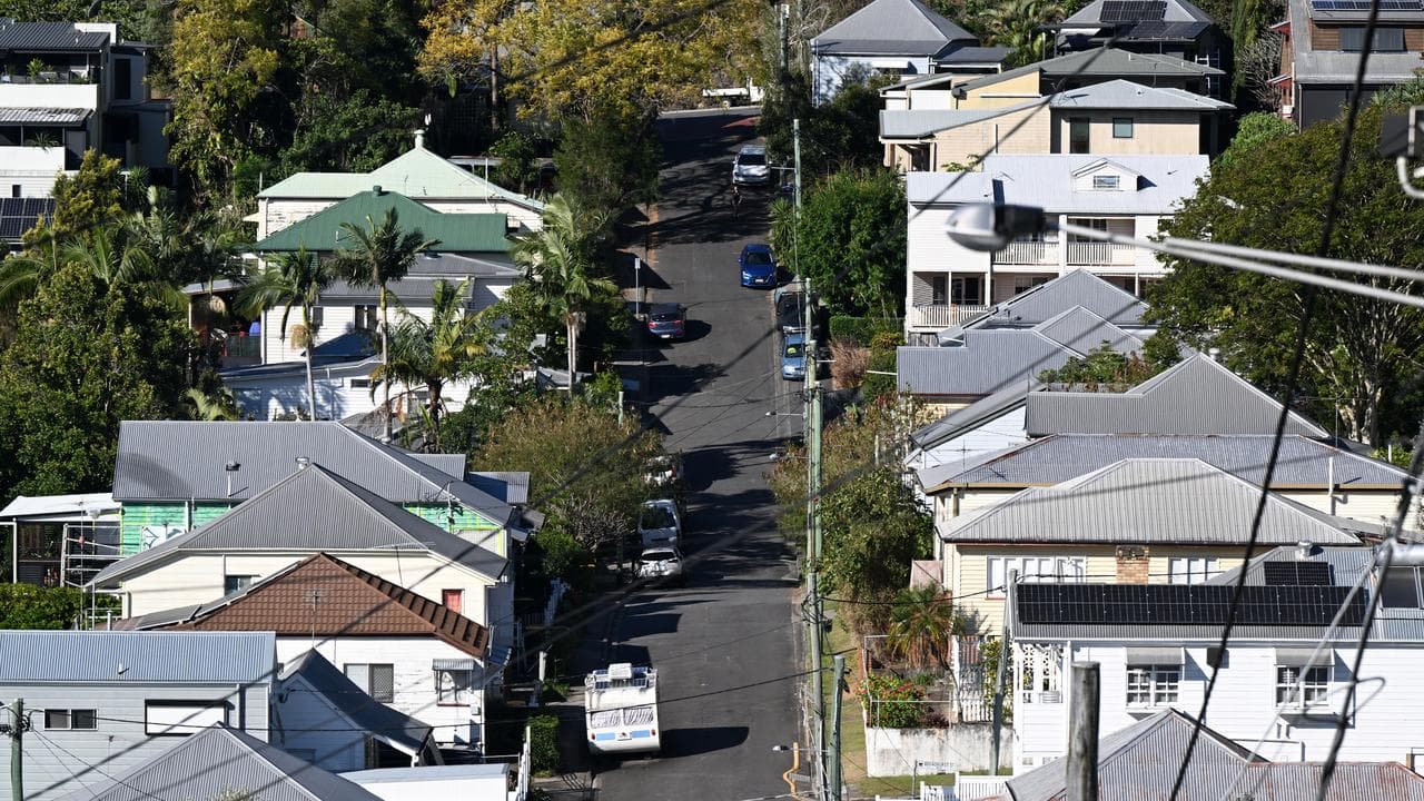 Homes are seen in the suburb of Kelvin Grove in Brisbane