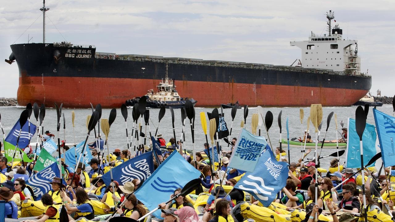 Protesters take part in the Rising Tide People's Blockade