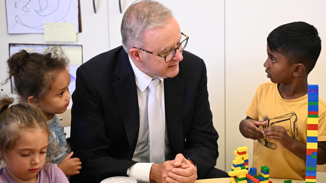 Anthony Albanese an an early learning centre (file image)